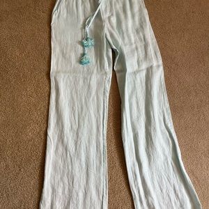 Calypso St. Barth light turquoise linen pants